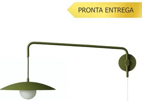 Arandela Zen 40X99,2X43,3Cm 1Xg9 Braço Haste E Cúpula Alumínio E Globo... (OL-F - Verde Oliva Fosco)