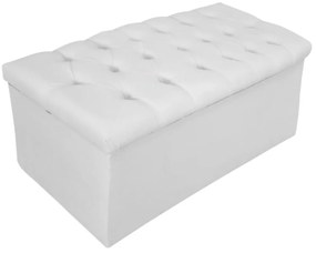 Recamier Baú Estofada Mel 90 cm Solteiro Com Capitonê Suede Branco - ADJ Decor