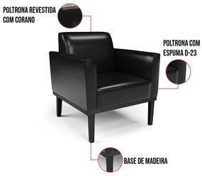Poltrona Base de Madeira Fixa Preto Marisa Corano - Preto