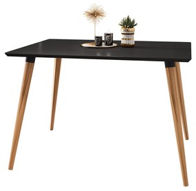 Mesa de Jantar Antonella 120cm Preto Pés Retrô Castanho C02 - D'Rossi