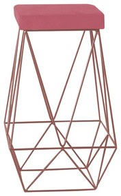 Banqueta Decorativa Kathy Base Bronze Suede Rosa G41 - Gran Belo