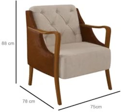 Kit 2 Poltronas Decorativas para Sala de Estar Capitonê Lapa Z32 PU Ca