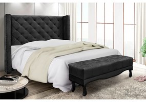 Cabeceira Cama Box Casal 140cm e Recamier Vicenza Veludo S04 - D'Rossi - Preto