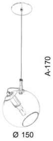 Pendente Globo Inclinado Ø15X17Cm Metal E Globo Ø15Cm 01Xg9 |Old Artis... (PRETO, AMBAR)