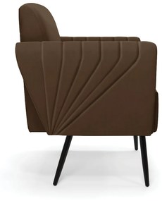 Sofá Namoradeira com 2 Poltronas Pés Palito de Ferro Bruna Suede - D'Rossi - Marrom