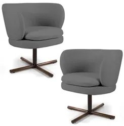 Kit 2 Poltronas Decorativas Melissa Base Xis Giratória Veludo C-317 Ci