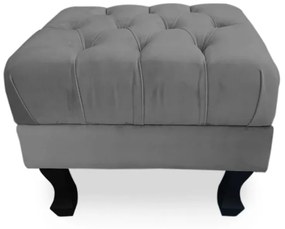 Puff Baú Decorativo Capitonê Luis XV 50x40cm Suede Cinza - Sheep Estofados - Cinza