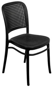 Cadeira Amis em Polipropileno Preta Simulando Palha no Assento e Encosto Or Design