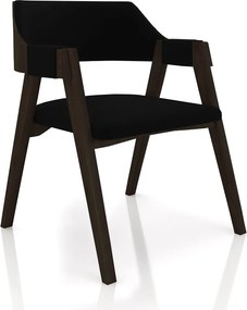 Kit 6 Cadeiras Sala de Jantar e Jogos Carteados Madeira Maciça Poker Veludo Preto/Capuccino G42 - Gran Belo
