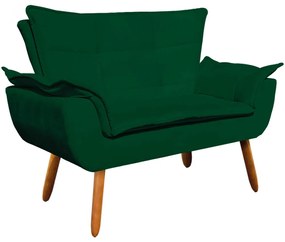 Poltrona Namoradeira Pés Palito Charger Suede Verde G19 - Gran Belo