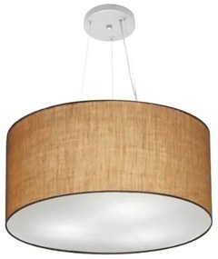 Lustre Pendente Cilíndrico Md-4191 Cúpula em Tecido 55x25cm Palha - Bivolt