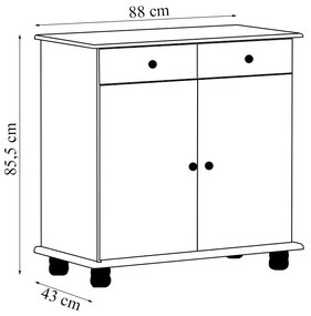 Buffet Decorativo Ivan Madeira 2 Portas e 2 Gavetas Café G74 - Gran Belo