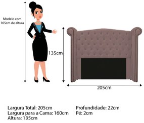 Kit Cabeceira e Calçadeira Veneza 160 cm Queen Size Linho Rosê - ADJ Decor
