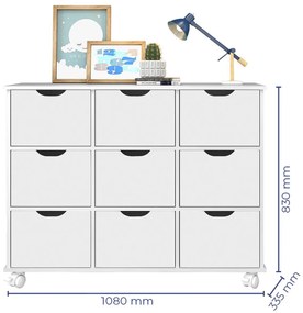 Nicho Organizador c/ 9 Gavetas com Rodízio Roterdã Q01 - ADJ Decor