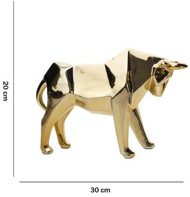 Escultura Decorativa Touro Dourado Em Cerâmica 20x30x9 Cm - D'Rossi