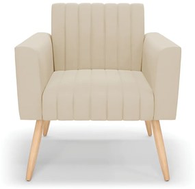 Poltrona Viena Gomada Suede Pés Palito Natural - D'Rossi - Bege