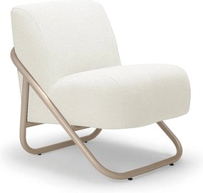 Poltrona Sala Decorativa Industrial Champanhe Martina Bouclê K01 - D'Rossi - Off White