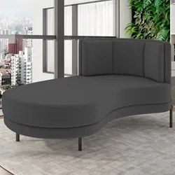 Chaise Longue Divã 164cm Braço Direito Logus D06 Veludo Cinza - Mpozen