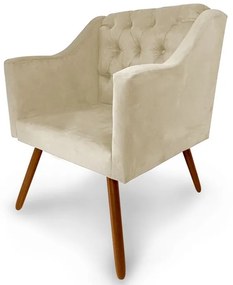 Poltrona Decorativa Capitonê Amanda Retrô Bege - Loja Sheep - Bege
