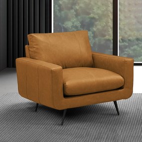 Kit 2 Poltronas Decorativas Paloma Sala de Estar Pés em Aço Couro Caramelo Manchado G88 - Gran Belo