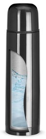 Garrafa Térmica 500 ml Parede Dupla Brilhante Cromado - Preto