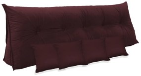 Kit Almofada Mel 1,95 + 4 Almofadas 40x40 Suede Bordô