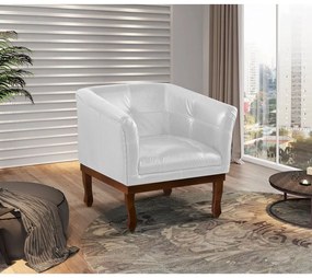 Poltrona Decorativa Noah Couro Branco G58 - Gran Belo