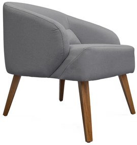 Kit 2 Poltronas Decorativas Lara Pés de Madeira Suede Cinza - Sheep Estofados - Cinza
