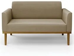 Sofá Namoradeira Base Madeira Castanho Maressa Suede Marrom RT - Ibiza