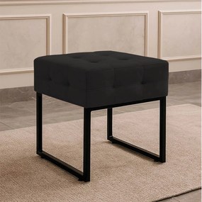 Puff Sala Decorativo Quadrado Industrial Elisa Veludo D03 - D'Rossi - Preto