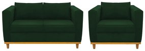 Kit Sofá 2 Lugares e Poltrona Europa Suede Verde ADJ Decor