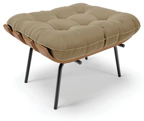 Puff Costela Suede Marrom Rato Base Metálica Preto - D'Rossi