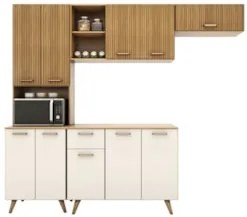 Cozinha Compacta Amélia Freijó UV/Ripado/Off Acetinado Z44 - Mpozenat