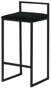 Banqueta Decorativa Selena Base Preta Suede Preto G41 - Gran Belo