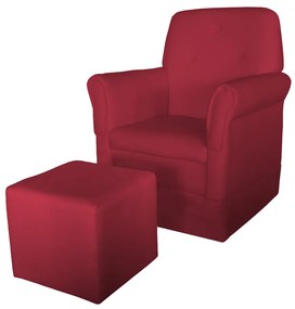 Poltrona Suzi Amamentação Balanço + Puff Suzi Suede Vermelho