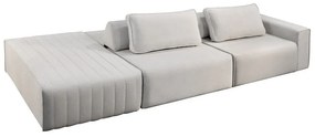 Sofá com Puff Serenity 3 Módulos Detalhe Matelassê Estrutura Madeira Eucalipto Reflorestada