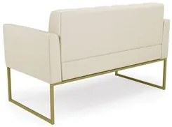 Sofá Namoradeira Base Industrial Dourado Ana Sintético Bege - Ibiza