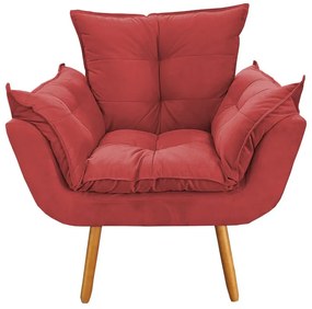 Poltrona Decorativa Opala Pés Palito Suede Vermelho - Sheep Estofados - Vermelho