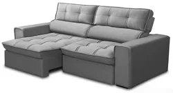 Sofá Retrátil Reclinável 3 Lugares 220cm Blanches F05 Veludo Prata - M