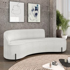 Sofá 3 Lugares Orgânico 180cm Pé Ferro Preto Morgan Bouclê - Off White - Cinza