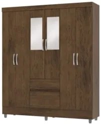 Guarda Roupa Solteiro 154cm Com Espelho Mayra Imbuia V02 - Mpozenato