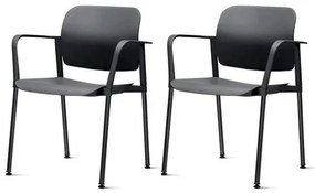 Kit 2 Cadeiras Leaf com Bracos Preta - 57395 Sun House