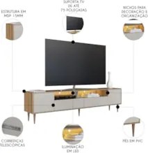 Rack TV 75 Pol 200cm Com LED Pés Palito Caza Mel/Arenas A05 - Mpozenat