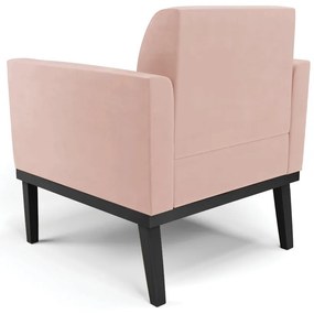 Kit 2 Poltronas Base de Madeira Fixa Preto Marisa Veludo - Rose