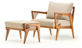 Poltrona Hilluna Detalhes em Cordão Recouro Madeira Eucalipto Design Artesanal