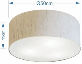 Plafon Cilíndrico Md-3014 Cúpula em Tecido 50x15cm Linho Bege - Bivolt