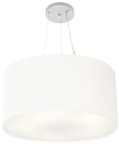 Lustre Pendente Cilíndrico Md-4191 Cúpula em Tecido 55x25cm Branco - Bivolt