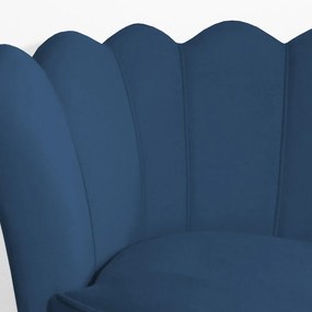 Poltrona Decorativa Dália Pés Palito Veludo Azul Marinho