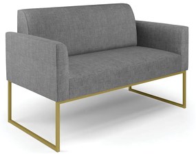 Sofá Namoradeira com Poltrona Base Industrial Dourado Marisa Linho D03 - D'Rossi - A26 Grafite