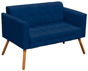 Kit 01 Namoradeira e 01 Poltrona Giratória Elisa Suede Base Estrela Cromada D'Rossi - Azul Marinho